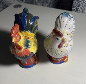 Vintage Rooster and Hen Salt and Pepper Shaker-Ceramic - Picture 1 of 2