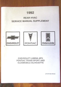1992 Rear HVAC Service Manual Supplement for Lumina APV, Silhouette, Transport - Picture 1 of 2