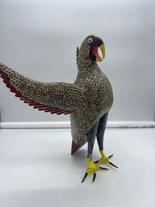 Large Oaxacan Bird Eagle Hawk Wood Sculpture Signed-AS IS - Picture 1 of 10