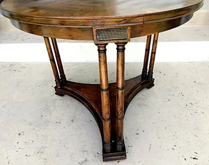 BAMBOO WOOD LG HOLLYWOOD REGENCY Mid Century VINTAGE TABLE w INLAY TOP WoW - Picture 1 of 5