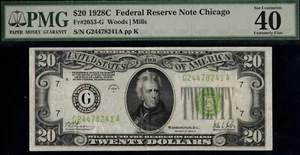 1928C $20 FRN G24478241A P.M.G #40EPQ - Picture 1 of 3