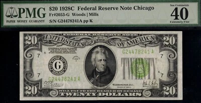 1928C $20 FRN G24478241A P.M.G #40EPQ - Image 1 of 3