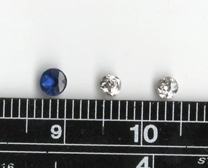 Genuine 3mm Blue Sapphire Stone and Two 2mm Diamonds from Antique Brooch - Picture 1 of 7