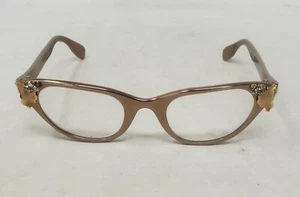 Vtg TURA Eyeglasses Cat Eye Frames 50s 60s Retro Aluminum Rose Gold Coppertone - Picture 1 of 18