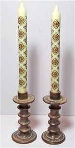 2 Vintage 6" Keramik Kerzenständer Halter mit 9" Kerzen - Bild 1 von 7