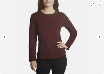 Vintage America Ariel Long Sleeve Striped Henley Top (BURGUNDY, SMALL) NWT - Image 1 of 2
