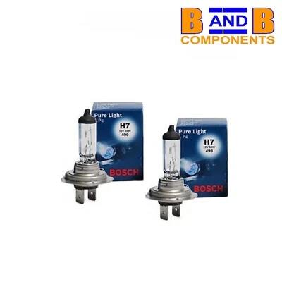 H7 HEADLIGHT LAMP BULBS x 2 BOSCH PURE LIGHT HALOGEN 477 499 12v 55w A1396 - Image 1 of 4