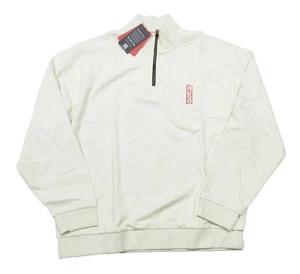Hugo Boss Men's Ivory Dutzagata Cotton 1/4 Zip Mock-Neck Pullover Sweater - Picture 1 of 3