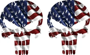 skull USA FLAG LOGO VINYL DECAL HOOD SIDE FOR CAR TRUCK 2-17" - Picture 1 of 1