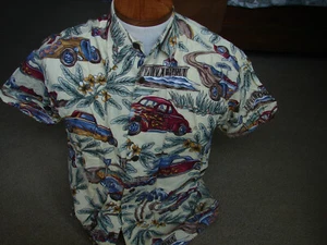 KOKO ISLAND Aloha Hawaiian Camp Shirt Tropical Hot Rods Men's M Cotton/Rayon Vtg - Picture 1 of 3