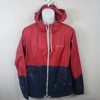 Chaquetas cortavientos Columbia para mujer rojas y azules de manga larga con capucha y cremallera grandes/B33 Foto 1 de 4