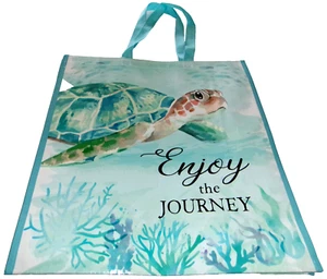 Bolso de Mano Costero Reutilizable ~ 20" X 18" X 8" ~ TORTUGA MARINA/DISFRUTA DEL VIAJE Por T.J.MAXX - Imagen 1 de 1