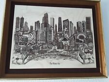 "The Windy City" Marble Engraving Etching D. Bivens 1974  World Cities Ltd. 