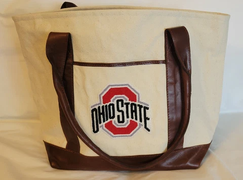 Smathers & Branson Ohio State Canvas and Leather Tote Bag NEW 16"x12" Cover