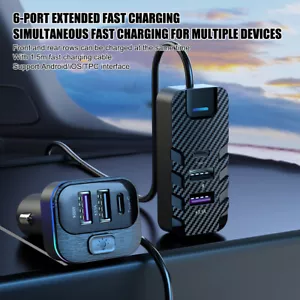 66W 6 Port Multi USB PD HUB Adapter Car Charger Dock Fast Charging Station QC3.0 - Picture 1 of 14