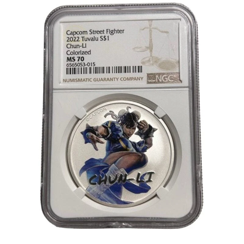 NGC 2022 MS70 Tuvalu Chun-Li Colorized Capcom Street Fighter Silver  6565053-015 - Image 1 of 2