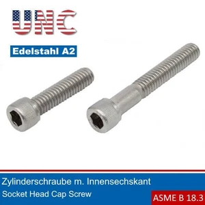 Zylinderschraube mit Innensechskant 5/16-18 UNC Edelstahl A2 (18-8) - Picture 1 of 4