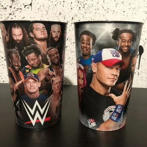 2 WWE Collectable Wrestling Drink Souvenir Cups Wrestle Mania Raw John Cena - Picture 1 of 8