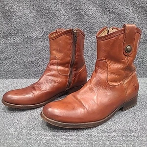 Frye Melissa Button Brown Leather Short Boots Women's Size 7.5 B - Picture 1 of 18