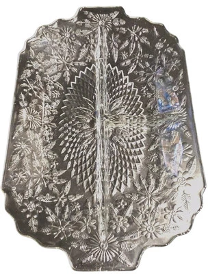 VTG INDIANA GLASS Platter Divider "Pineapple Floral" Handles/11.5"Lx7.5"Wx1.5H - image 1 of 4