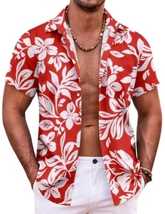 COOFANDY Hawaiian Shirt for Men Short Sleeve Button Down Shirts Summer Vacati... - Picture 1 of 6