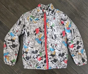 Kids Disney Store Lightweight Puffer Jacket Size 7/8 Mickey Donald Goofy Pluto - Picture 1 of 4