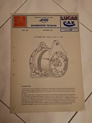 LUCAS C.A.V. - BRB MILANO INFORMAZIONI  TECNICHE ALTERNATORI LUCAS 10 AC E 11 AC - Immagine 1 di 4