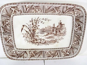 18" W. H. GRINDLEY & CO AESTHETIC TRANSFERWARE SCENIC "DAFFODIL" PATTERN, MINT - Picture 1 of 6