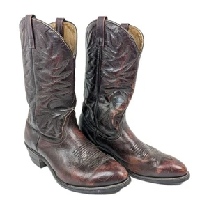 Palomino 624 Men's Cowboy Boots Size 10 Brown Burgundy Leather USA  - Picture 1 of 24