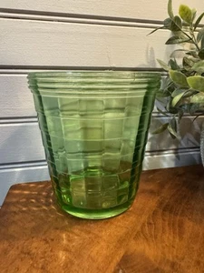 Anchor Hocking Block Optic Green Ice Bucket Depression Glass - Picture 1 of 10
