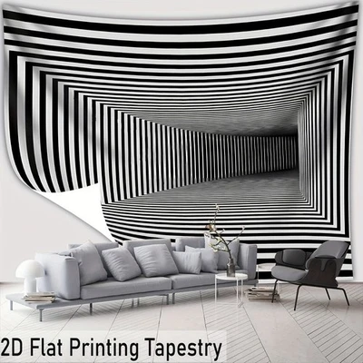 1 pieza - Tamaño ultra grande - Moda túnel a rayas HD impresión digital enorme tapiz Foto 1 de 4