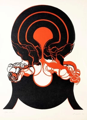 Roswitha Lüder, Figuration II, Farbholzschnitt 71, wichtige Vertreterin Informel - Bild 1 von 3