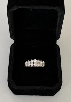 14K Gold Natural Diamond Double Row Cluster Ladies Band Ring Size 6 - Image 1 of 4