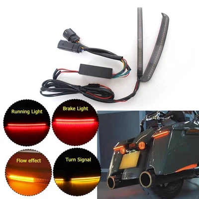 Tapa de alforja lente de humo luz trasera LED señal de giro para Harley Touring Road Glide Foto 1 de 4