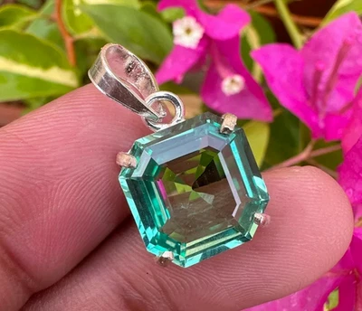 25+ ct verde zaffiro bluastro taglio quadrato argento tedesco pietra... - Immagine 1 di 4