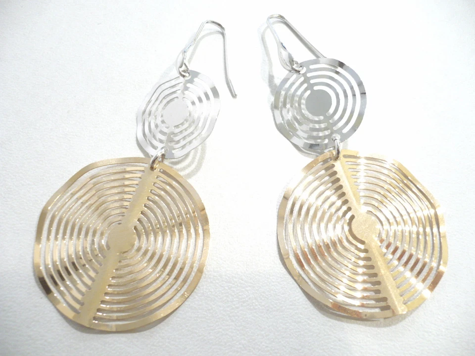 Pendientes Plata 925 Dos Tonos Geométrico - Imagen 1 de 1