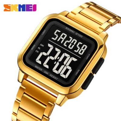 SKMEI Men Alarm Watch LED Digital Military Wristwatch waterproof Steel Watches - Image 1 of 4