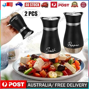 2 Pack Salt & Pepper Shakers Set Refillable Salt Pepper with Stainless Steel Lid - Picture 1 of 10