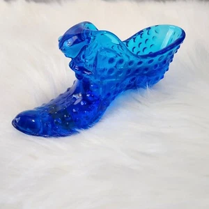 Fenton Cobalt Blue Hoball Glass Boot Figurine EUC - Picture 1 of 5