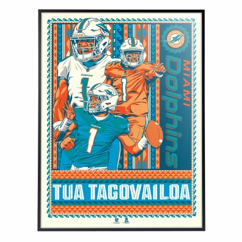 Miami Dolphins Tua Tagovailoa 18" x 24" Deluxe Framed Limited Edition Serigraph Cover