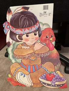 Vintage PECK INC. THANKSGIVING Die Cut Wall Decoration Native Boy Fall Harvest - Picture 1 of 4