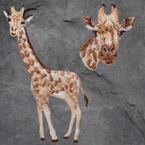 Giraffe Patch Set - Applique, Giraffe Head, Safari Animal Badge (Iron On) - Picture 1 of 1