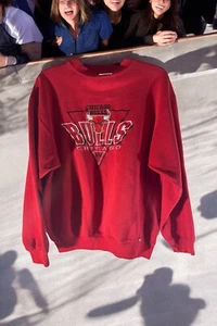 Chicago Bulls Sweatshirt rot Logo 7 Größe L Zustand siehe Fotos Vintage NBA - Bild 1 von 23
