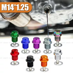 Anodized Engine Magnetic Oil Pan Drain Plug Bolt Kits Washer M14x1.25 Screw - Picture 1 of 12