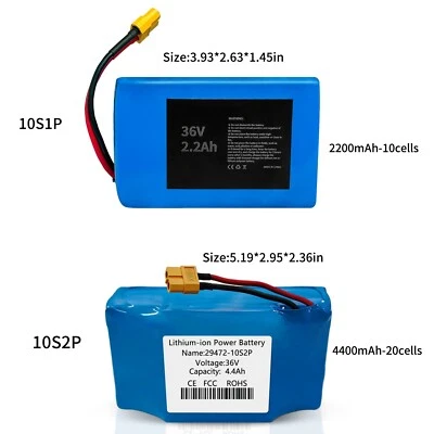 36V 2.2Ah/4.4Ah New Battery For Hoverboard Scooter Balance Board 10S1P/10S2P - Image 1 of 2