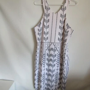 Table Eight 18 White Black Stretch Knit Pencil Dress Bare Shoulder Metal Zip - Picture 1 of 16