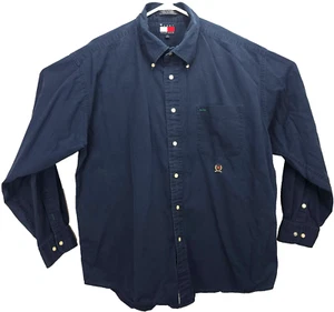 Tommy Hilfiger Men's Shirt Size XL Long Sleeve Button Down Dark Blue Small Logo - Picture 1 of 10