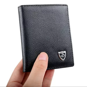 Men's Leather Bifold ID Credit Card Holder Wallet Small Purse Billfold Thin - Picture 1 of 7