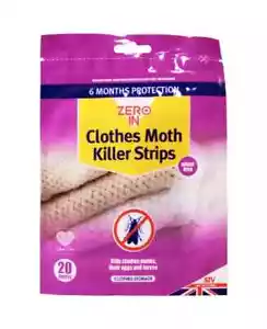 2X Zero In Clothe Moth Killer Strips Place in Wardrobes Cupboards & Drawers 20pk - Picture 1 of 1