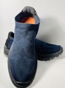 ETRO SOCK MID SNEAKERS SHOES KNIT + Suede. NAVY. US 10-10,5 EU 43